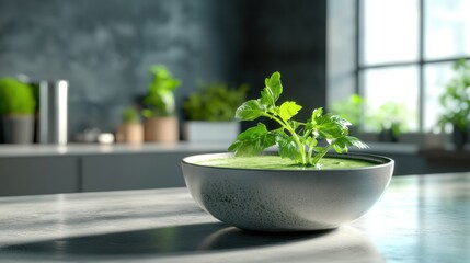 Delicious Creamy Green Detox Soup with Fresh Herb Garnish, Perfect Vegan Lunch Recipe, Easy Healthy Meal Prep Idea