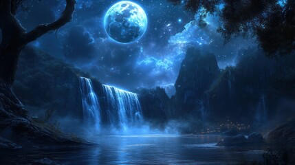 Fototapeta premium Nightfall Waterfall