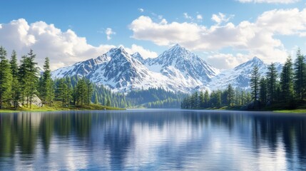 Naklejka premium Serene Mountain Lake