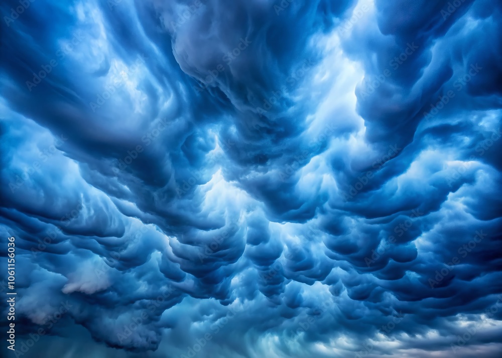 Aufkleber abstract animated pattern of blue stormy clouds in the sky - minimalist video loop background for cr