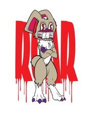 horror bunny illustration with japanese style for kaijune event