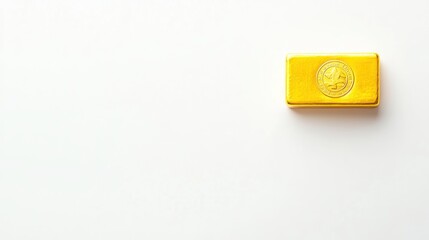 A Single Gold Bar with a Seal on a White Background