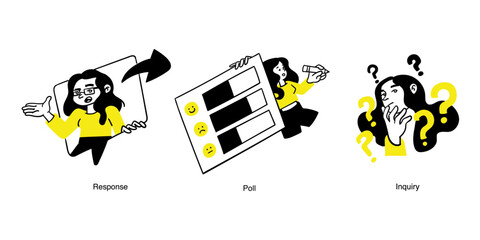 Survey related vector business illustrations.