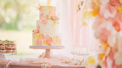 Cottage wedding decoration in the countryside, floral decor and event celebration, flowers, wedding aisle, wedding cake and tablescape, English country style idea