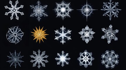 Collection of holiday star. Vector illustration decoration element for greeting card poster design