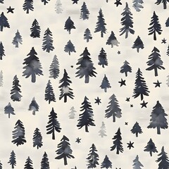 Scandinavian Watercolor Christmas Tree Pattern