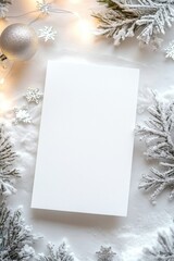 Blank card with holiday decoration for greeting card poster design.