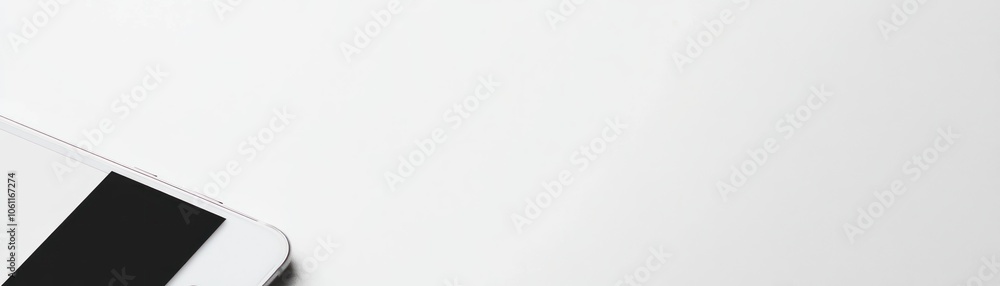 Poster a partial view of a white smartphone on a white surface