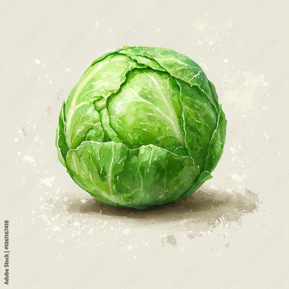 Poster artwork features minimalist cabbage rendered soft green tones emphasizing its simple circular shape 