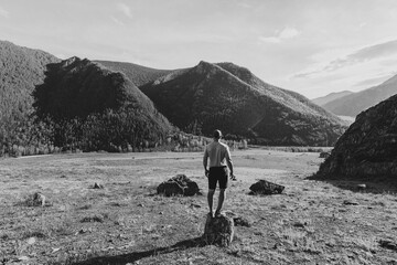 person in the mountains