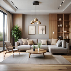 a living room with a velvet sofa