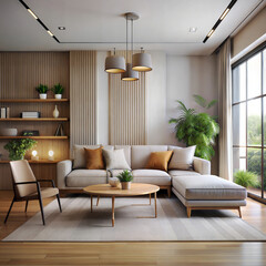 a living room with a velvet sofa