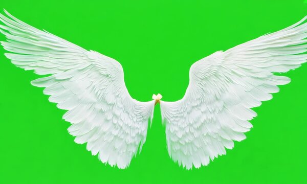 Angel wings animation isolate on green screen background