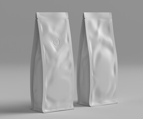 White Coffee bag mockup in white background	
