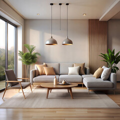 a living room with a velvet sofa