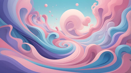 Naklejka premium Dreamy Surrealist Abstract Background with Pastel Swirls