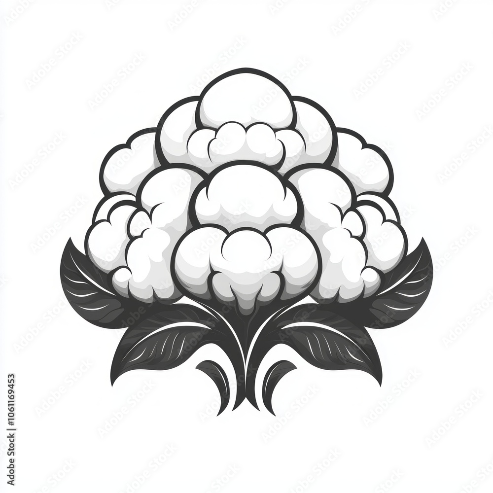 Poster artwork features minimalist design cauliflower soft rounded shapes and minimal detail set pristine w