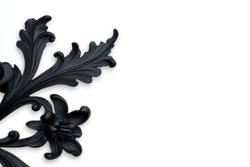 A decorative black floral on a white background - Arts
