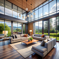 a living room with a velvet sofa