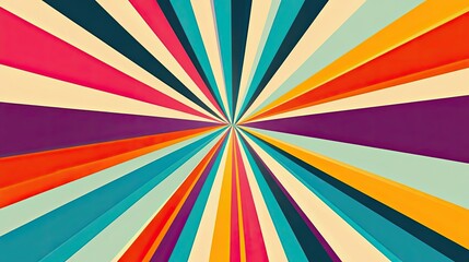 Abstract Background with Colorful Stripes Converging at Center