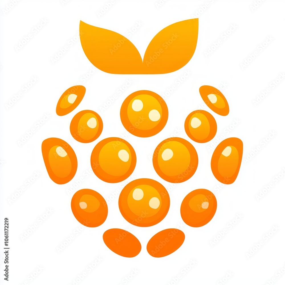 Poster artwork showcases simplified representation cloudberry emphasizing its unique segments and vibrant l
