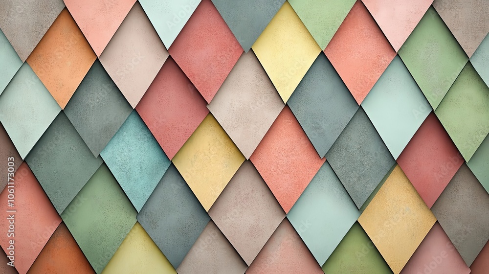 Poster abstract pattern of colorful diamond shapes with textured surface
