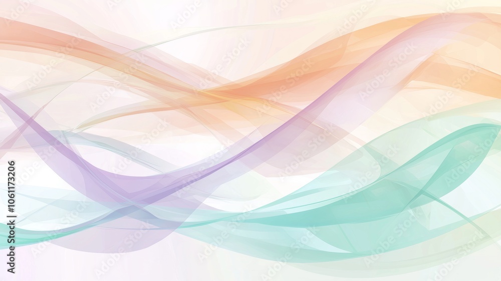 Poster pastel-colored abstract waves are flowing seamlessly on a white background, creating a beautiful and
