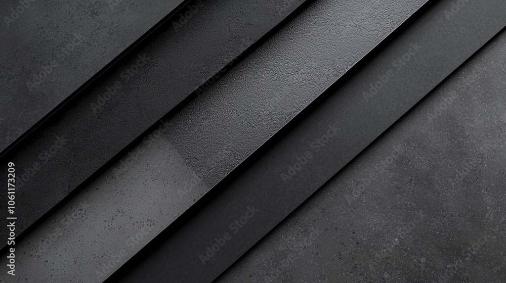 Poster geometric composition of layered sheets of dark gray material creating an abstract background or wal