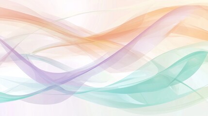 Pastel-colored abstract waves are flowing seamlessly on a white background, creating a beautiful and ethereal abstract art composition