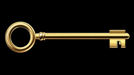 Golden Skeleton Key on Black Background