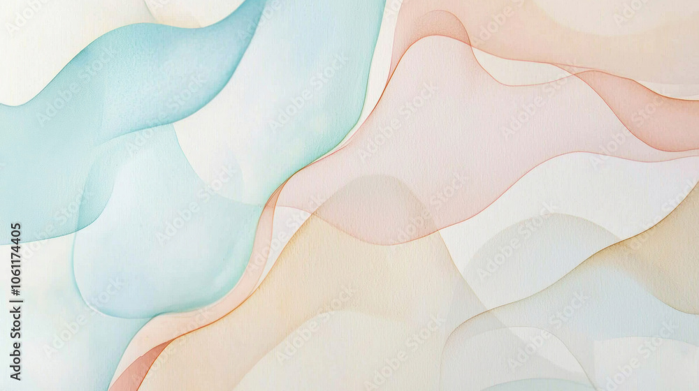 Poster pastel color abstract background with flowing liquid waves creating a smooth texture, perfect for mo