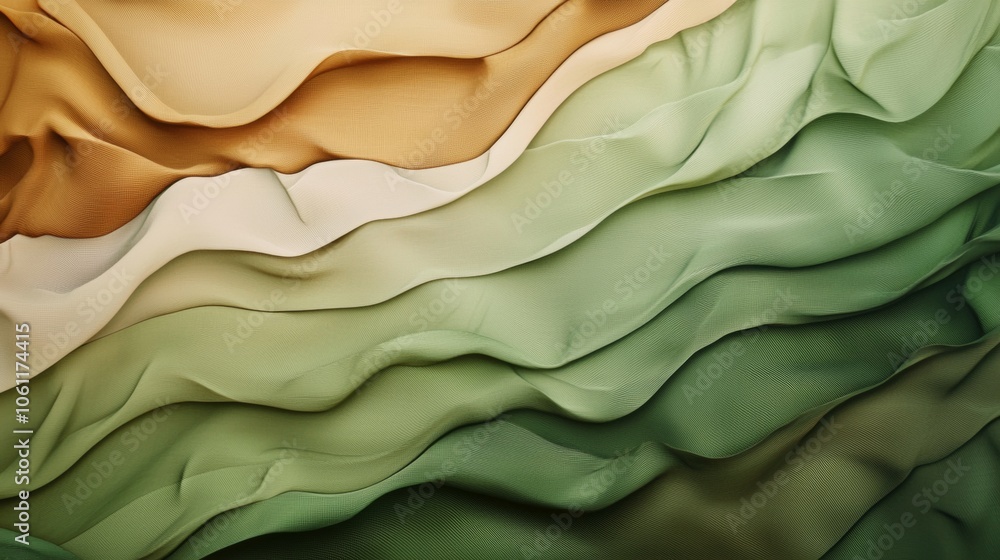 Poster smooth, elegant fabric drapes create a mesmerizing visual with a gradient of green and brown hues, f