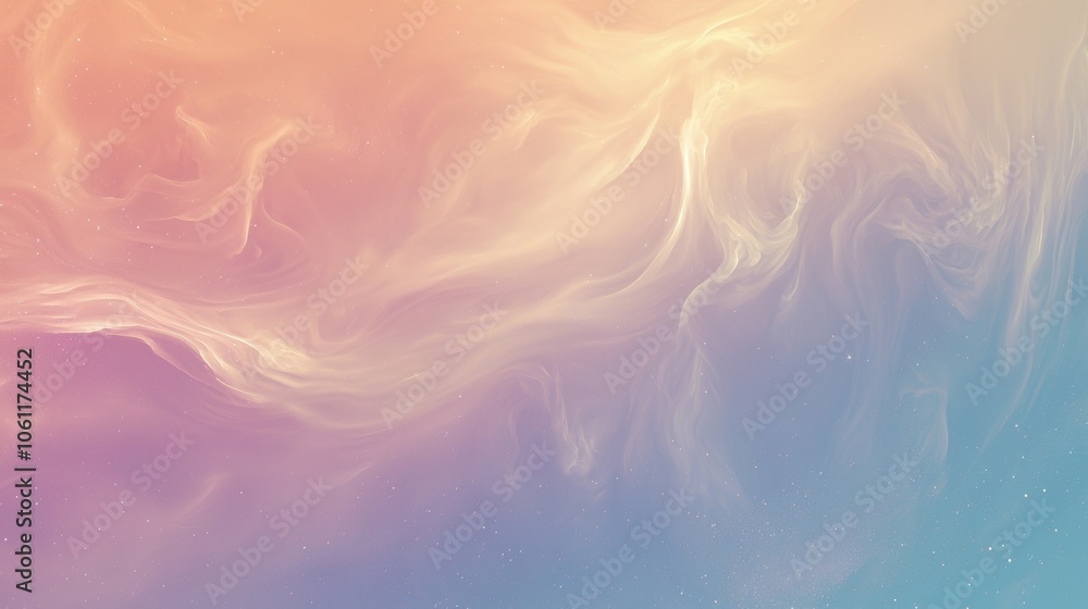 Poster colorful smoke creating smooth curves and lines with a gradient from orange to purple, perfect for b