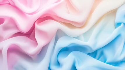 Obraz premium Smooth elegant pink, white and blue silk or satin luxury cloth texture can use as wedding, engagement, anniversary background with beautiful draped folds forming soft smooth waves