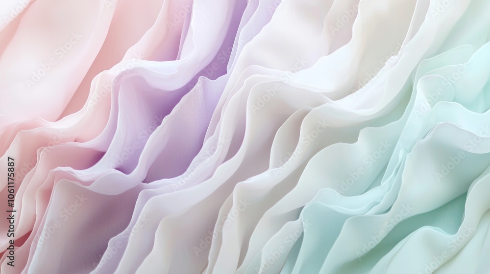 Poster smooth elegant pastel colored fabric flowing creating a beautiful abstract wavy pattern, ideal for b