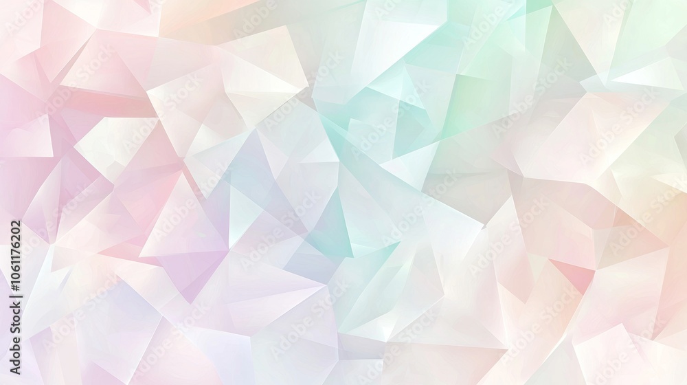 Poster geometric shapes forming an abstract background with pastel colors, creating a soft and dreamy atmos