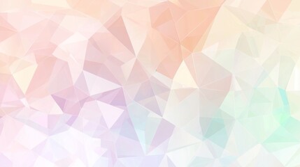 Fototapeta premium Geometric background featuring low poly triangles creating a gradient of pastel colors, blending from warm hues to cool tones, forming a visually appealing abstract design