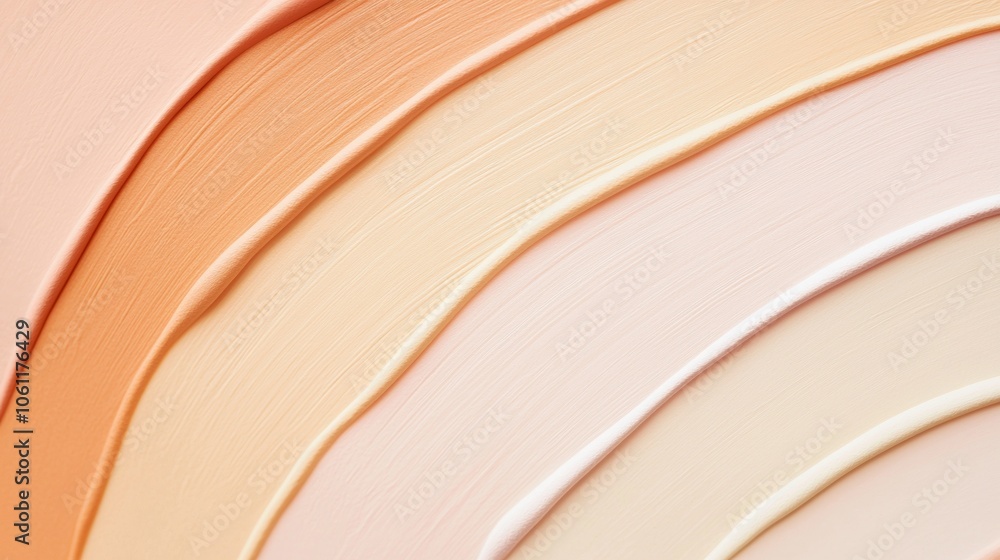Poster various shades of foundation makeup are applied in curved strokes, creating a gradient pattern that 