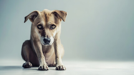 stray dog, abandoned dog No one to feed, hungry and pitiful, Generative ai