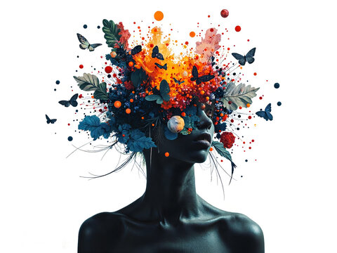 Nature s colors and dreams unite in a symphony of floral imagery and abstract beauty, digital art of surrealism concept.