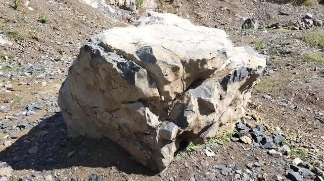 Landscape of natural stone blocks with patterned texture