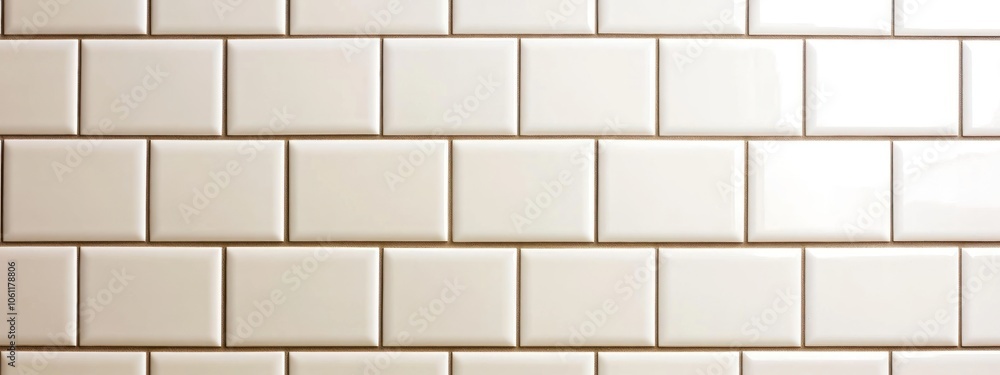 Poster a close-up view of white subway tiles arranged in a neat pattern.