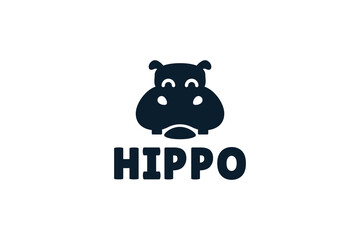 hippo logo design vector silhouette illustration