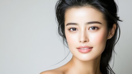 自然な美しさと輝く笑顔を持つ女性のエレガントな肖像画