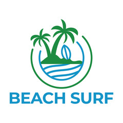 beach surf flat minimalist logo design