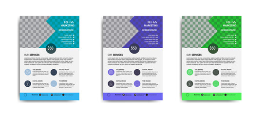 Flyer corporate, marketing, company, modern, simple, unique, magazine, leaflet, abstract flyer design template vector in later size.