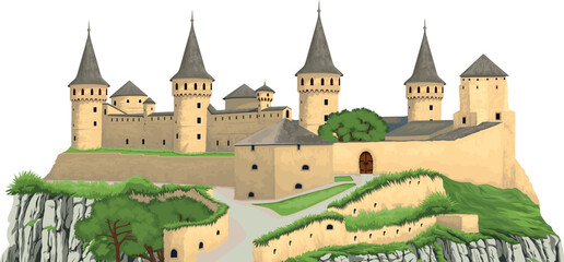 vector old castle with towers