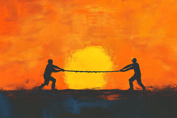 two people pulling rope illustration
