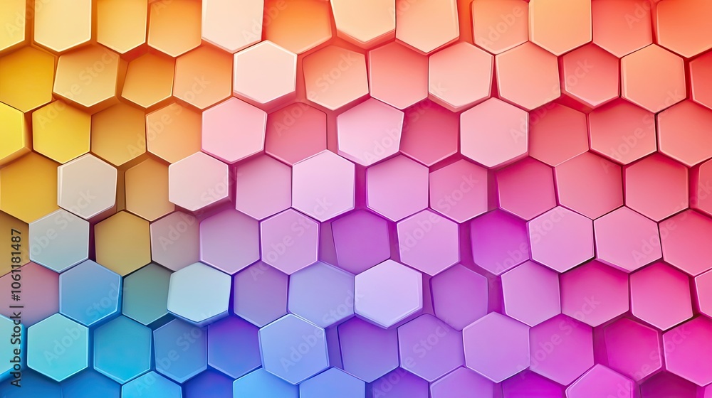 Poster abstract 3d hexagonal pattern with gradient color transition