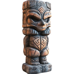 Tribal Tiki Statue on Transparent Background